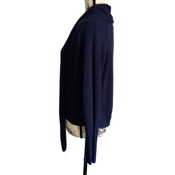 Chico's Women's Navy Sweater Size 1 Medium US xx8 Open Front Drape Lightweight - Picture 2 of 9